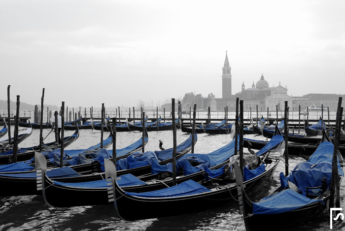 Venice in black, white and blue